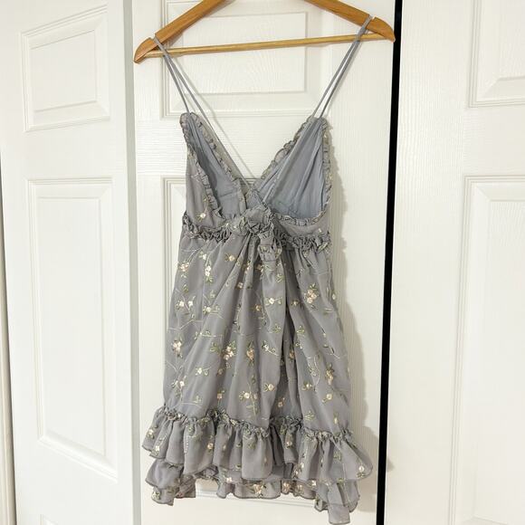 NWOT Majorelle Penny Mini Dress Dusty Purple Floral Ruffle Tie Front XXS - Picture 4 of 7